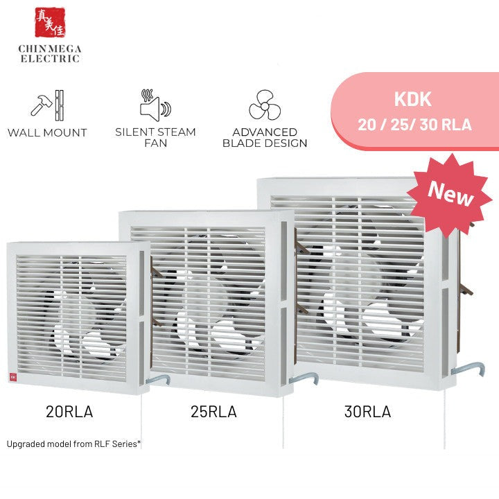 KDK 2-Way Reversible Wall Mounted Exhaust Ventilating Fan with Louver KDK 20RLA / 25RLA / 30RLA (Enquire for installation)