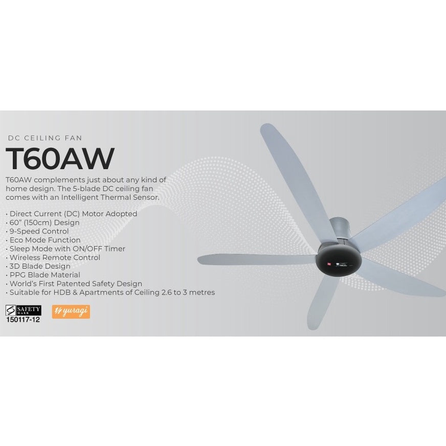 KDK 60" DC Motor Ceiling Fan T60AW