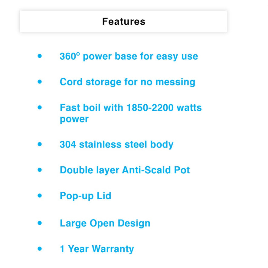 Midea 1.7L Stainless Steel Electric Kettle | MK-1703M