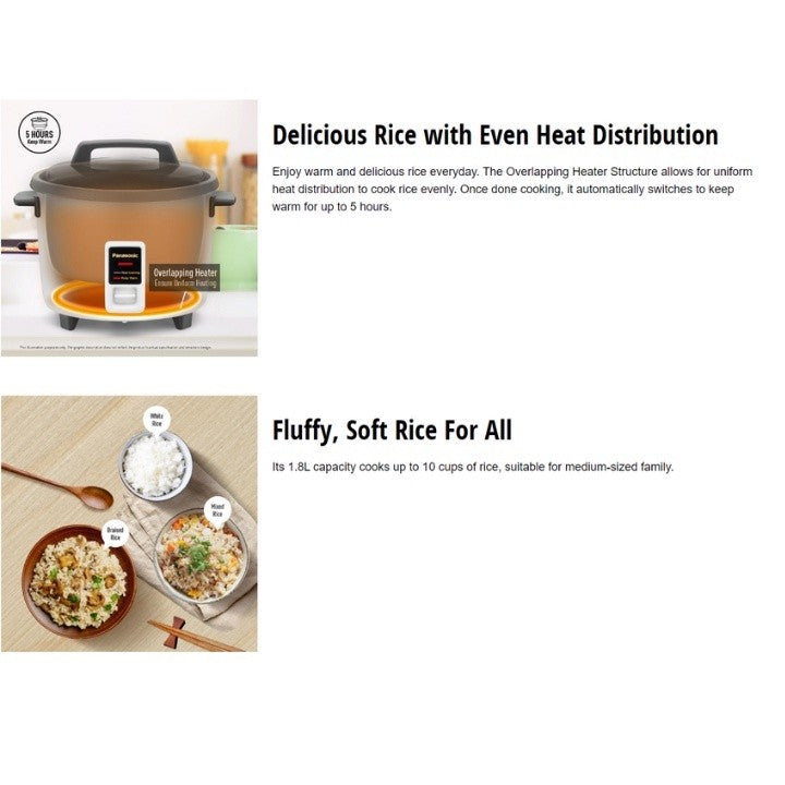 Panasonic 1.8L Automatic Rice Cooker /Steamer SR-Y18FGE