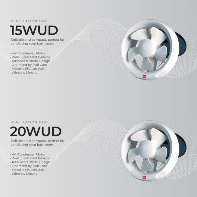 KDK 15cm 20cm Window Mounted Ventilating Fan 15WUD / 20WUD (Enquire for Installation)