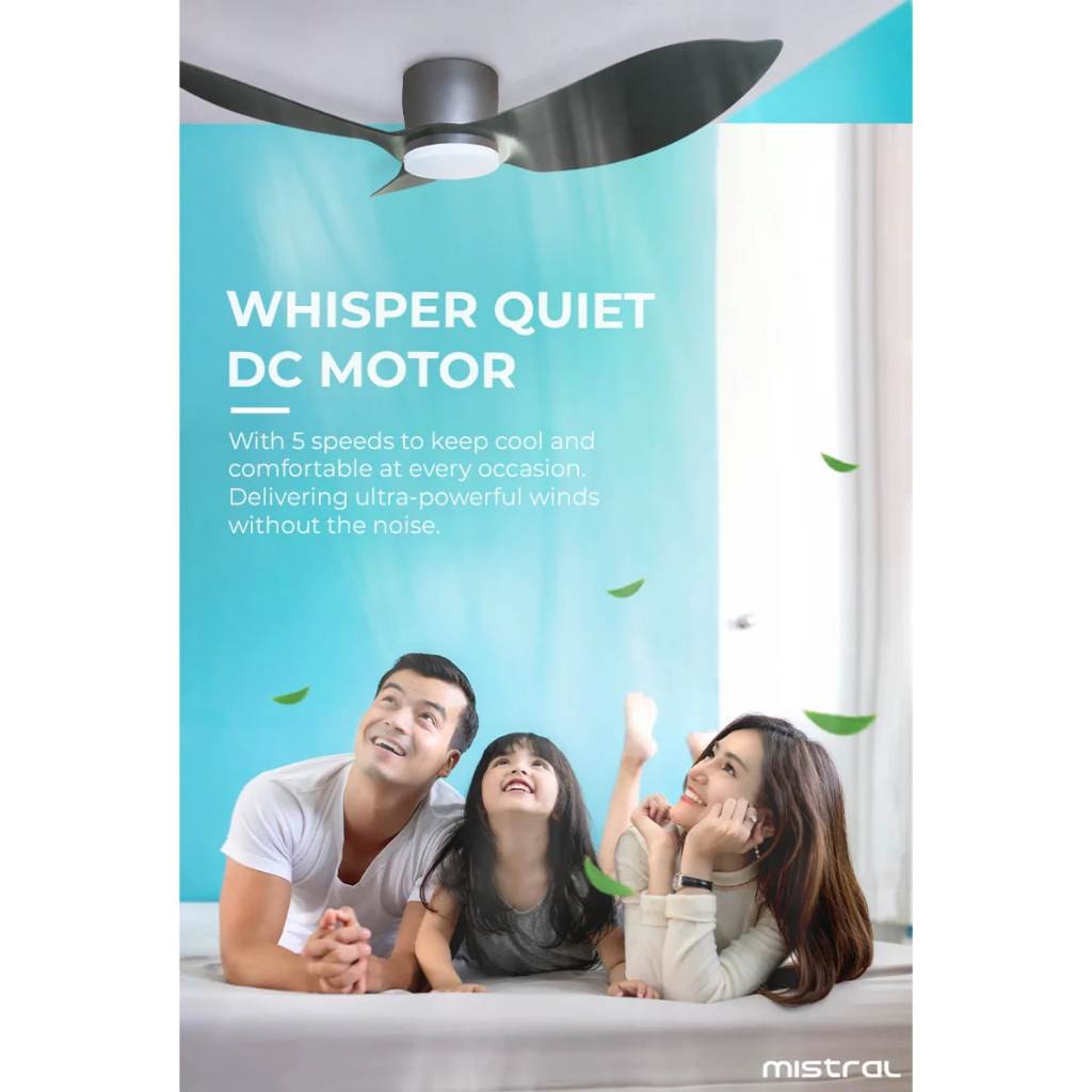 Mistral Solar 46" DC Motor Ceiling Fan Hugger Series / 24w Tri-Tone Lamp