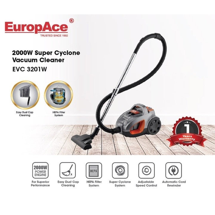 EuropAce 2000W Super Cyclone Vacuum Cleaner EVC 3201W