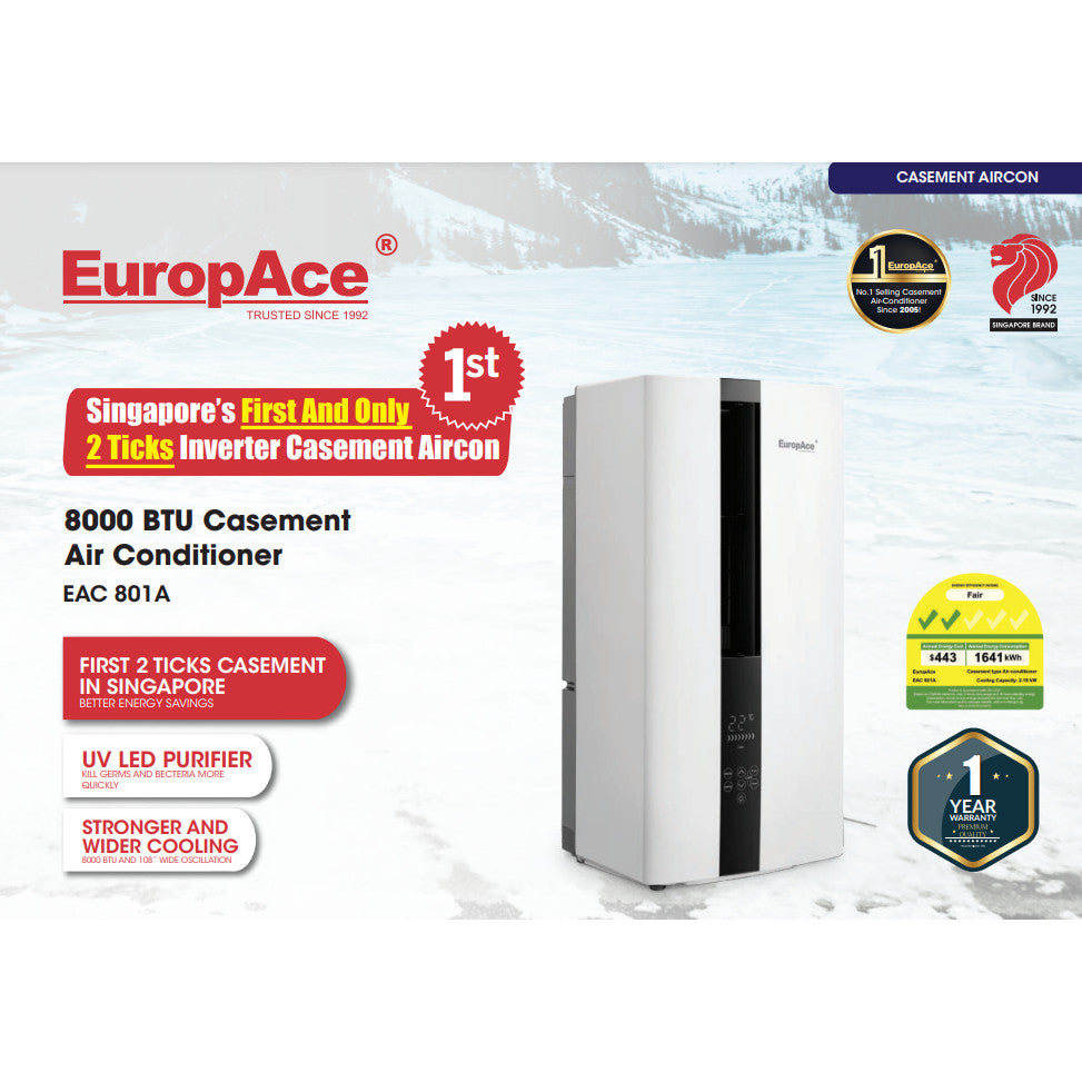 Europace 8000 BTU Casement Air Conditioner EAC 801A