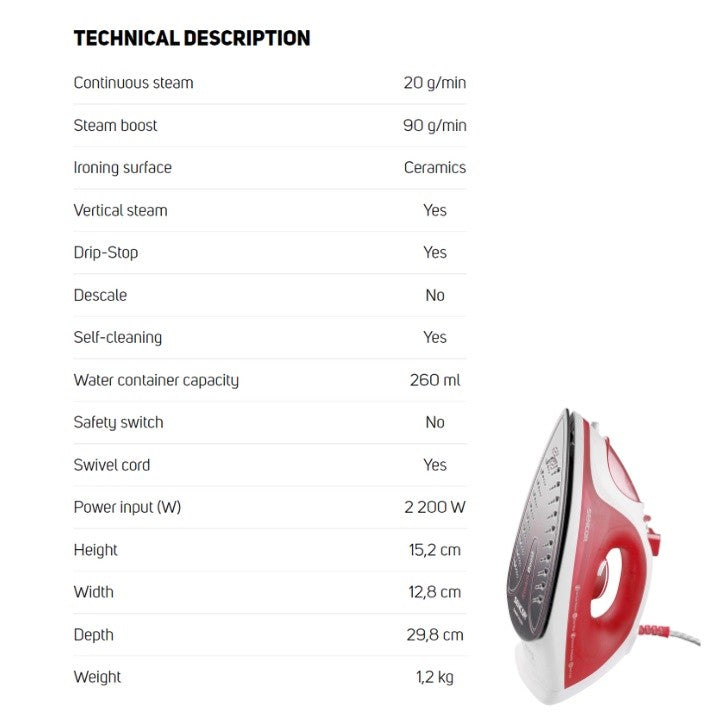 Sencor 2200W Steam Iron | SSI 5420TQ