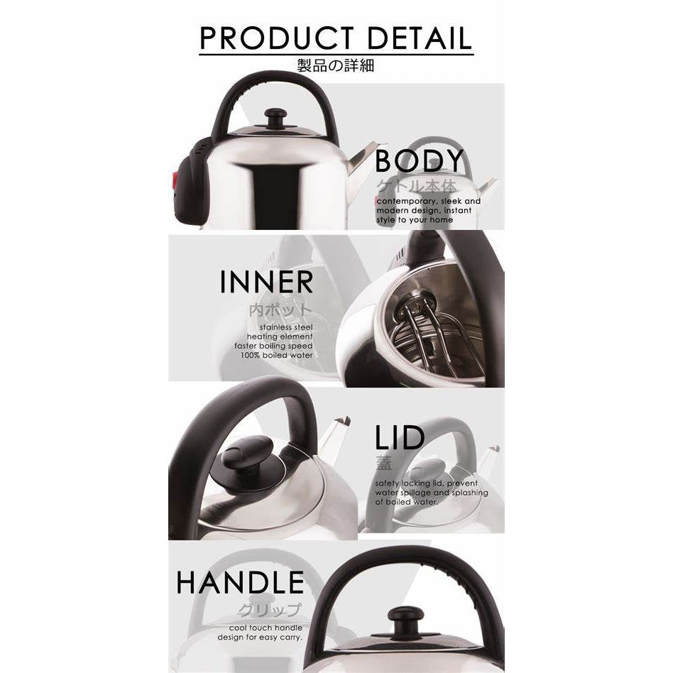 Iona 4.8L Stainless Steel Kettle with Durable UK STRIX Controller GLK4800