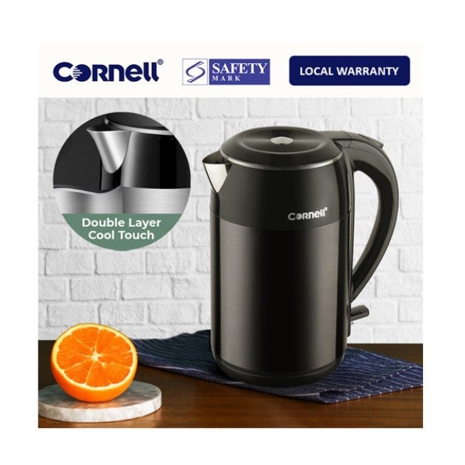 Cornell 1.8L Cool Touch Double Wall Kettle CJK-P182SSB (Black) / CJK-P188SSB (Wine Red)