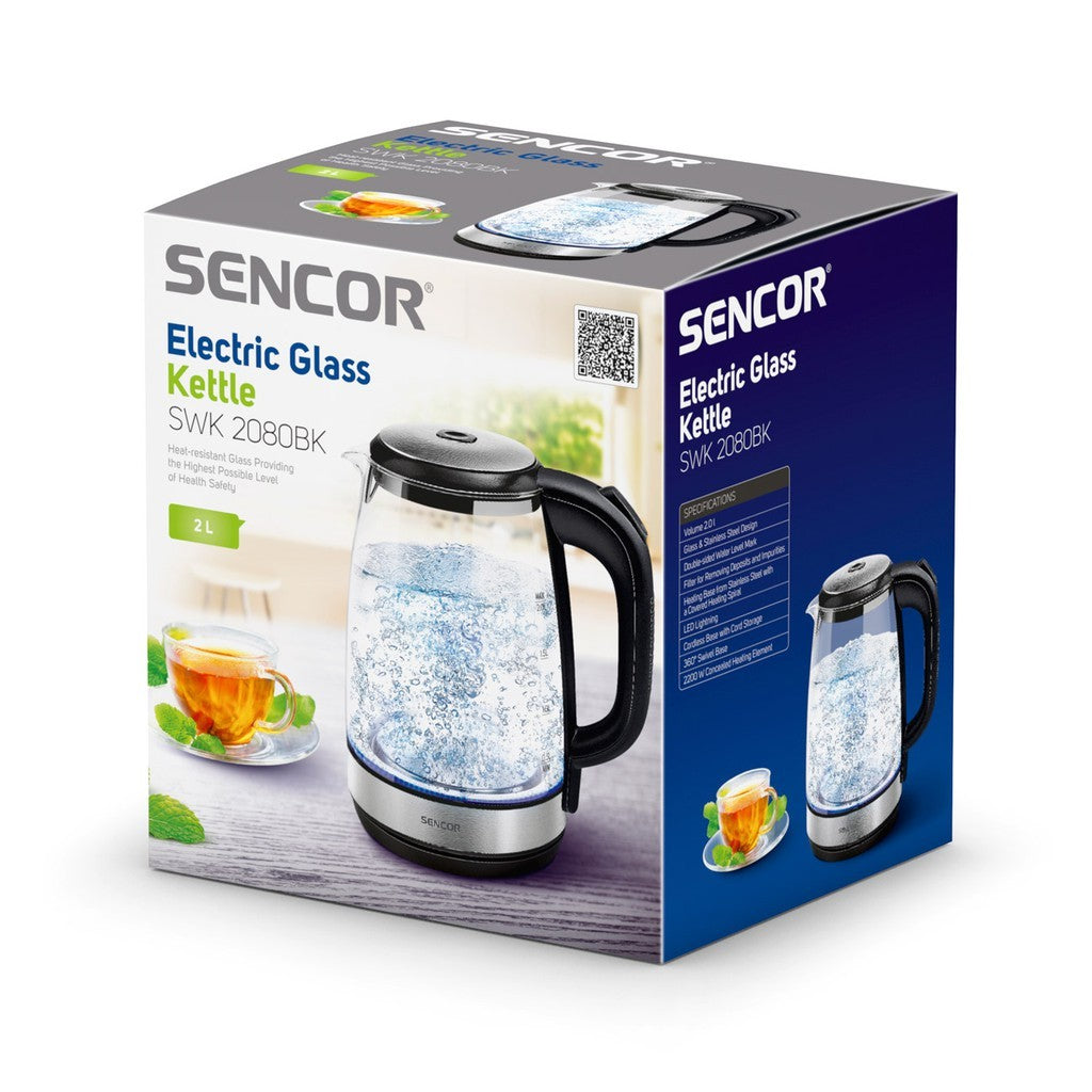 Sencor 2L Electric Glass Kettle | SWK 2080BK