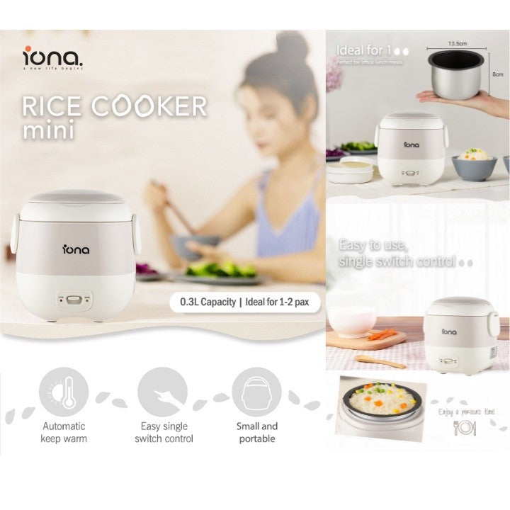 Iona 0.3L Mini Rice Cooker GLRC031
