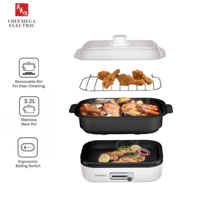Europace Multi Functional 3.2L Hot Pot with Grill / Hotplate and Steamer | ESB 3221A