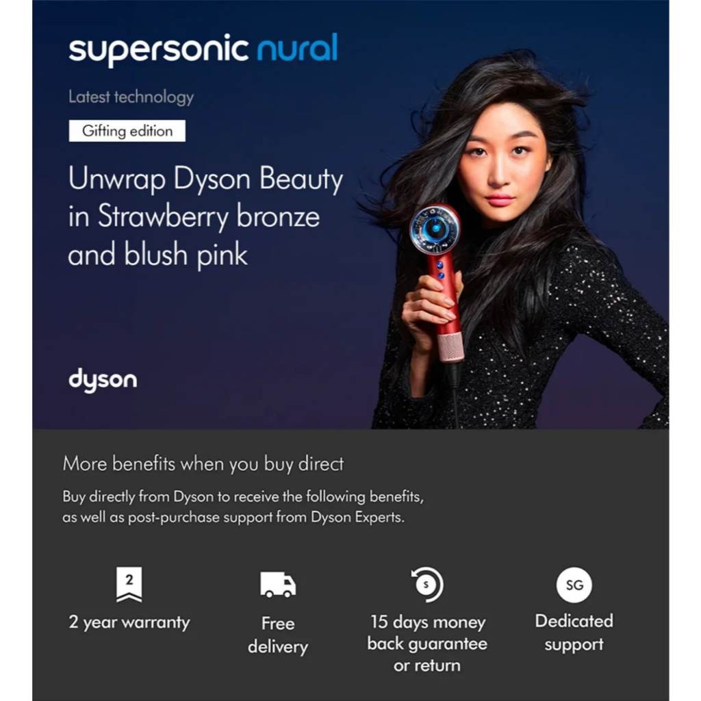 Dyson Nural™ Hair Dryer HD16 Strawberry Bronze (5 Attachments // Intelligent Dryer //2 Years Warranty)