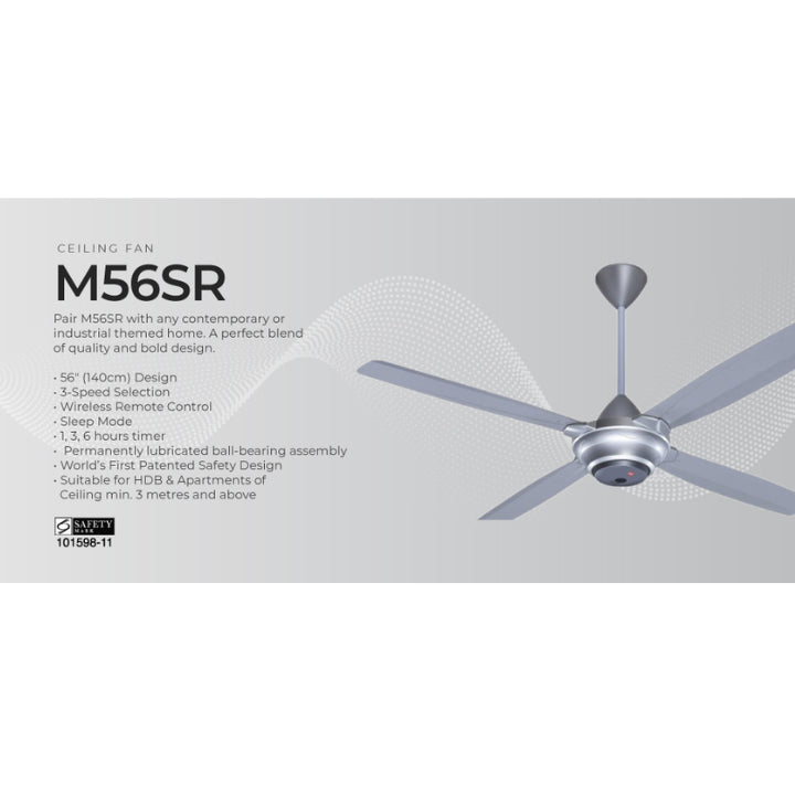 KDK 56" Ceiling Fan With Remote Control M56SR (Enquire for installation)