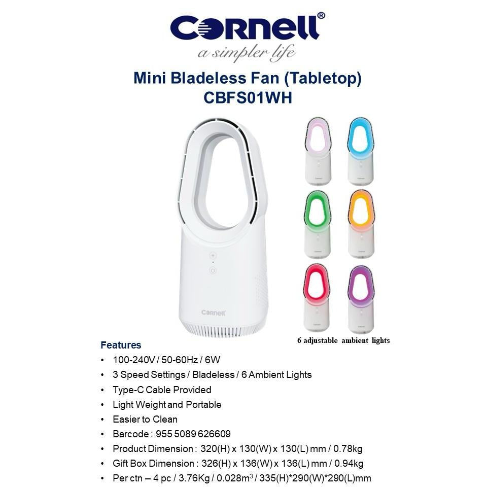 Cornell CBFS01WH Mini Bladeless Fan with Ambient Light