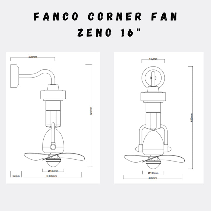 FANCO ZENO 16" DC MOTOR CORNER FAN (Installation Service Please Contact Live Seller)