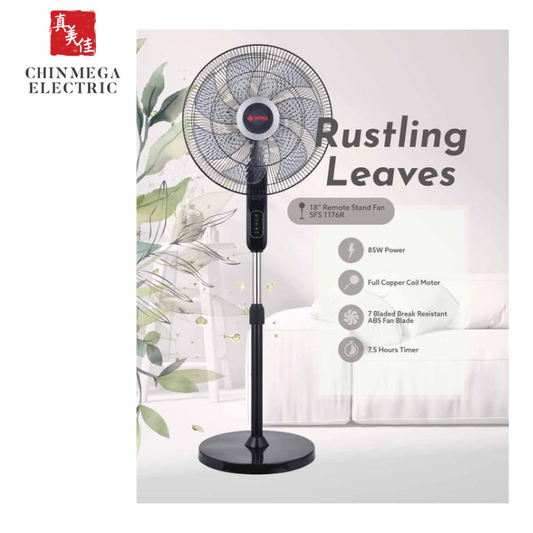 Sona 18” Remote Stand Fan SFS 1176 Remote Controlled Standing Fan (8 Years Warranty on Motor)