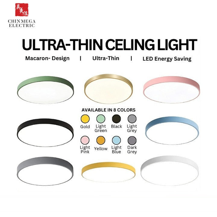 Macaron Tri-Color LED Ceiling Light (Enquire for installation)