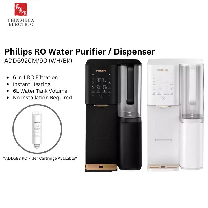 Philips 6L Reverse Osmosis (RO) Water Dispenser With 6 in 1 RO Filter (ADD583) | ADD6920/90 BK/WH (Black/ White)