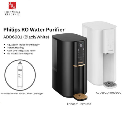 Philips 4L Reverse Osmosis (RO) Water Dispenser With 4 in 1 RO Filter (ADD541) | ADD6901HBK/WH (Black / White)