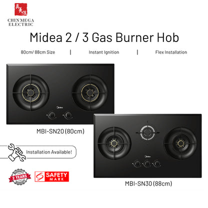 Midea 80cm 2 Burner / 3 Burner Gas Hob (TG/ LPG) - MBI-SN20 (80cm) // MBI-SN30 (88cm)