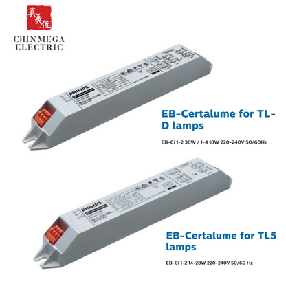 Philips Electronic Ballast EB-Ci 1-2 14-28W for TL5 Lamps | EB-Ci 1-2 36W / 1-4 18W for TL-D Lamps