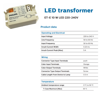 Philips Electronic Transformer (ET-E 10W LED 220V-240V / ET-E 60 220-240V 50/60Hz)