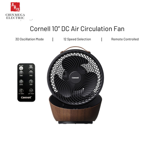 Cornell CFDC10BK DC Motor 10 Inch Air Circulation Fan With Remote