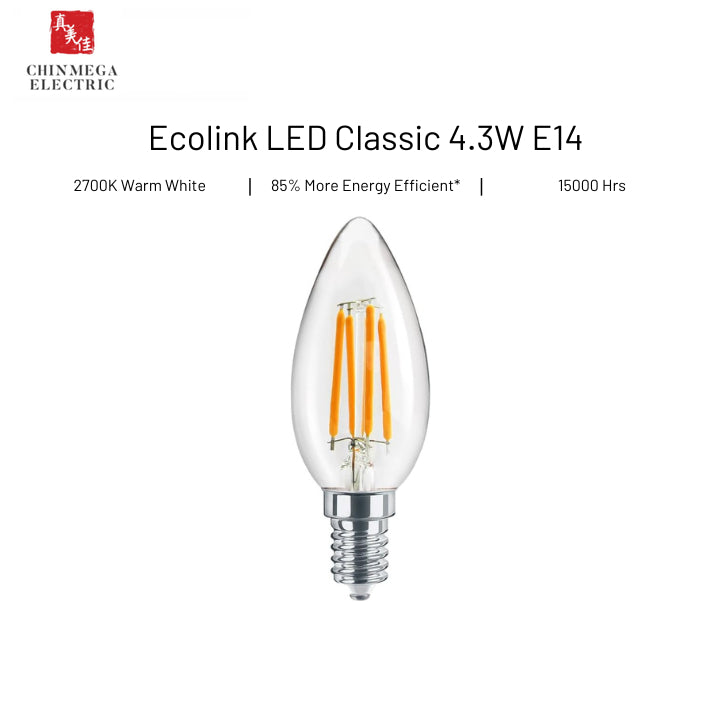 Ecolink LED Classic 4.3W E14 B35 Warm White 2700K