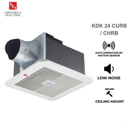 *New Model* KDK Ceiling Mount Ventilating Fan with Motion Sensor and Timer (24CURA / CURB)  / (24CHRA / CHRB) (Enquire for installation)