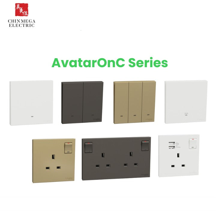 Schneider Electric AvatarOn C Switch and Socket | White / Dark Grey / Wine Gold