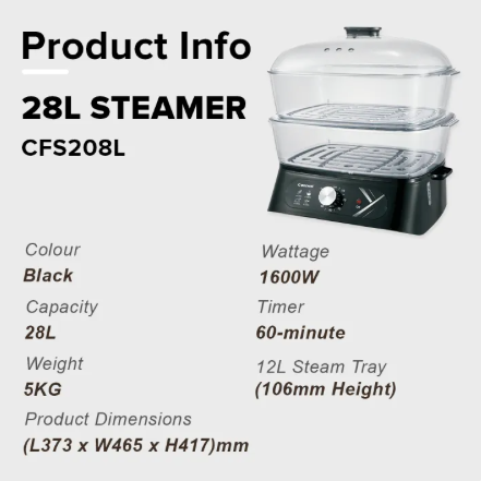 Cornell 28L 3 tier Food Steamer CFS-EL208L