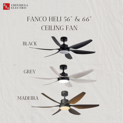 FANCO HELI 56" & 66" DC MOTOR CEILING FAN (Installation Service Please Contact Live Seller)