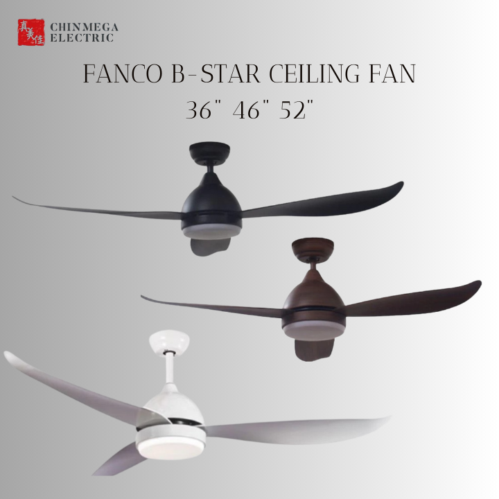 FANCO B-STAR 36" & 46" & 52" DC MOTOR CEILING FAN (Installation Service Please Contact Live Seller)