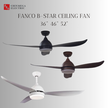 FANCO B-STAR 36" & 46" & 52" DC MOTOR CEILING FAN (Installation Service Please Contact Live Seller)