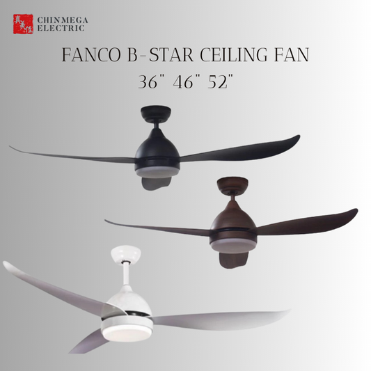 FANCO B-STAR 36" & 46" & 52" DC MOTOR CEILING FAN (Installation Service Please Contact Live Seller)