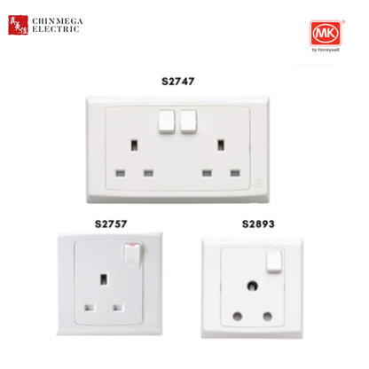 MK Slimline Plus Wide Rocker Single/Double 10A/20A Socket (White)