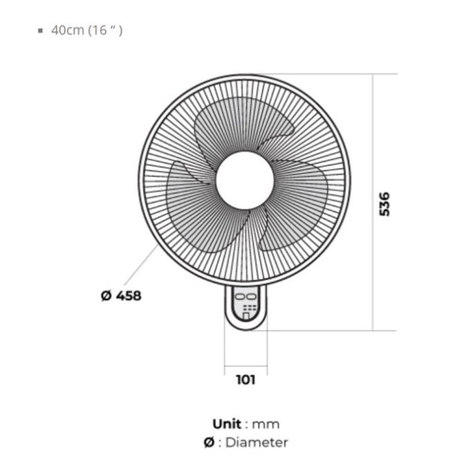 KDK 16" Wall Fan With Remote Control M40MS