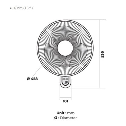 KDK 16" Wall Fan With Remote Control M40MS