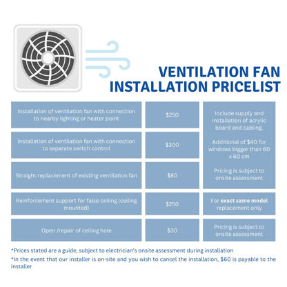 KDK 17cm Ceiling Mounted Ventilating Exhaust Fan 17CUH (Enquire for installation)