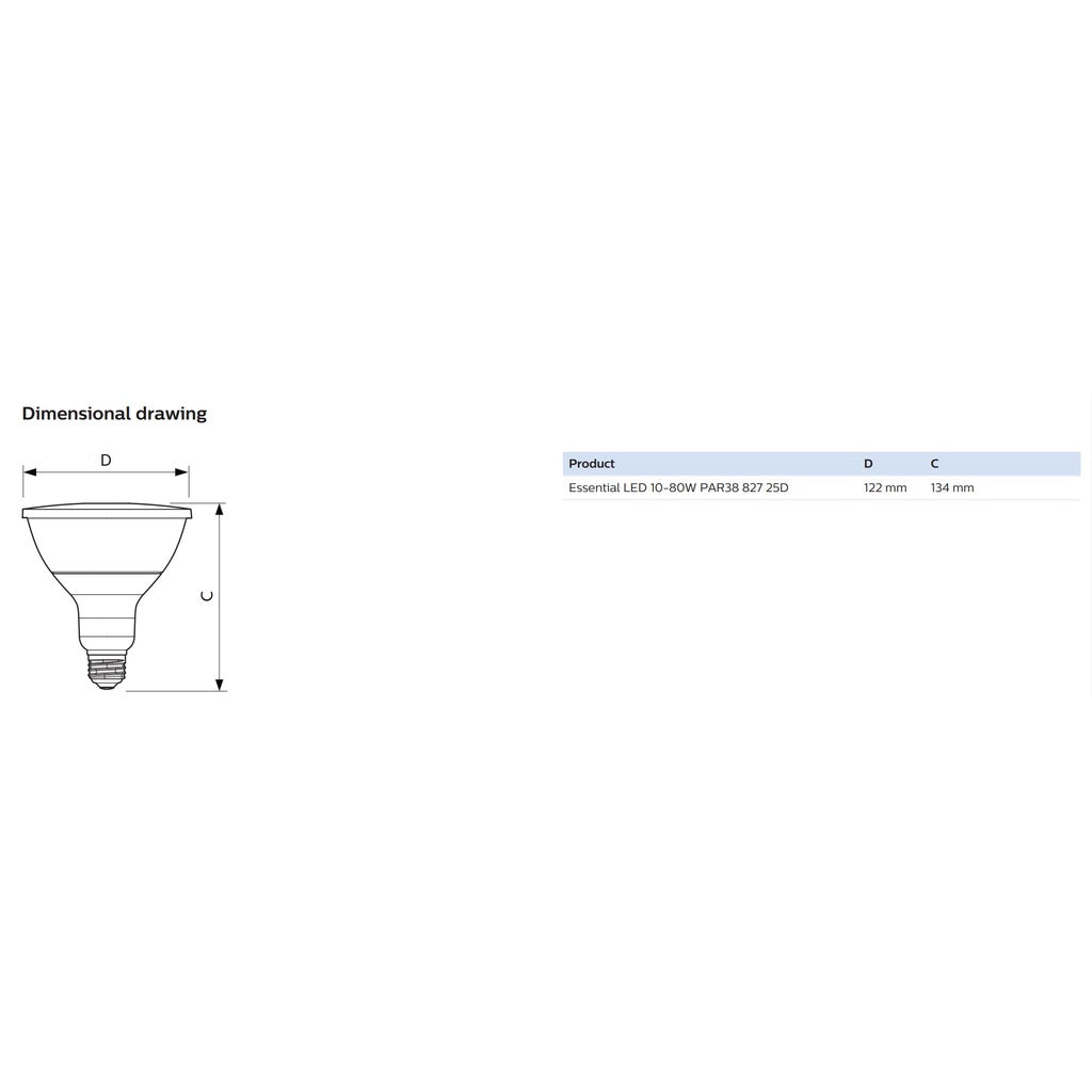 Philips Essential LED 10-80W PAR38 827 25D