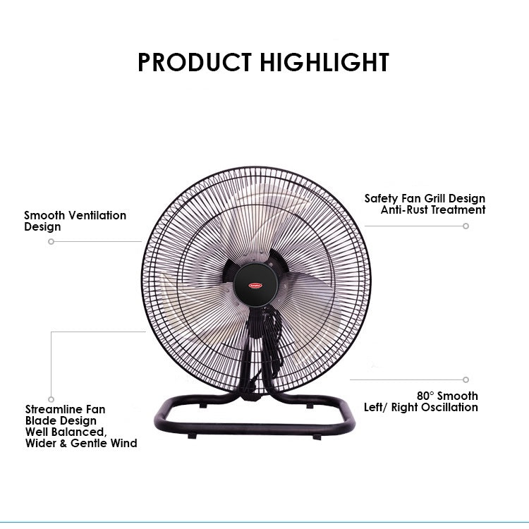 EuropAce 18"/ 20" Twin Turbo Power Floor Fan EPF 2183U/ EPF 2203U