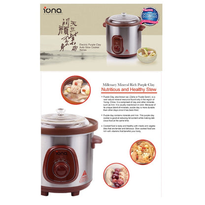 Iona 8.5L Purple Clay Auto Slow Cooker GLSC850