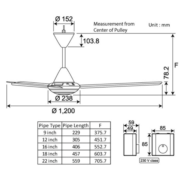 KDK 48” Ceiling Fan M48SG (Enquire for installation)