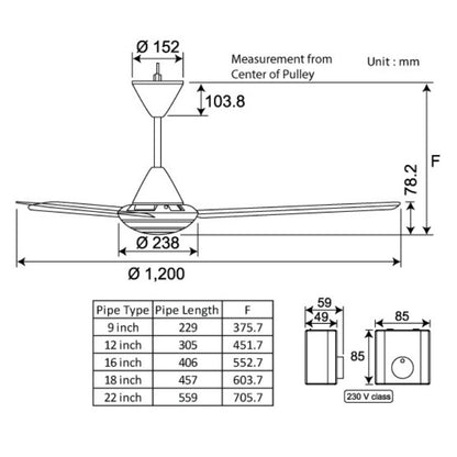 KDK 48” Ceiling Fan M48SG (Enquire for installation)