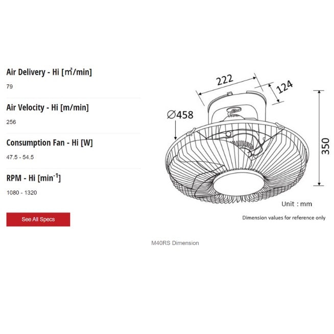 KDK 16" Auto Fan M40RS (Grey Color)