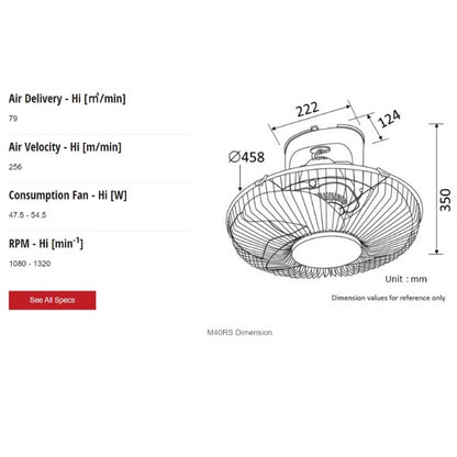 KDK 16" Auto Fan M40RS (Grey Color)