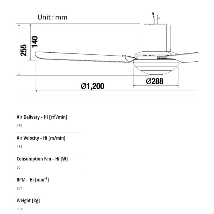 KDK 48" Ceiling Fan With Remote Control and Timer R48SP