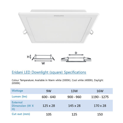 *WHOLESALE PRICE* Philips Eridani LED Recessed Downlight | Round 3.5w/7w/10w/14w | Square 9w/13w/16w