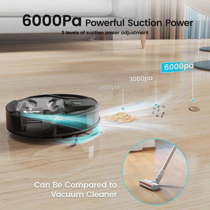 Lefant 6000Pa M320 Robotic Vacuum | 7.9cm Thin | 240 Minutes Runtime | 800ml Dustbox