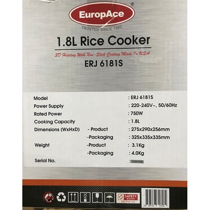 Europace 1.8L Rice Cooker ERJ 6181S