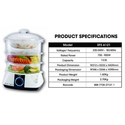 EuropAce Food Steamer EFS A121